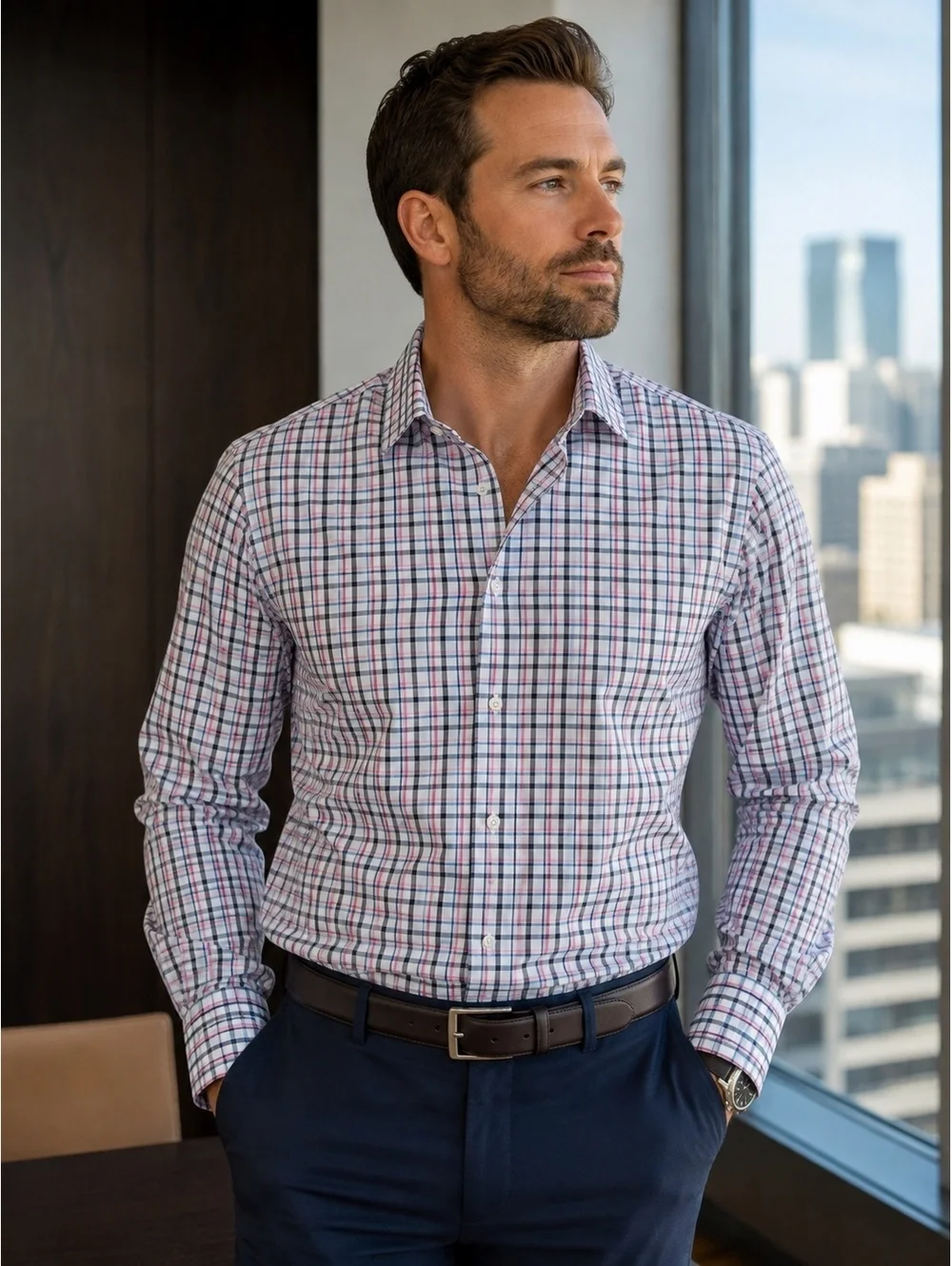 Banana Republic Wrinkle-Resistant Untucked Fit Shirt Men’s Plaid Stretch  NWT